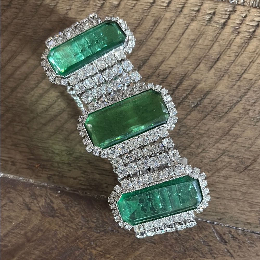 Emerald Green and Silver Women's Bracelet